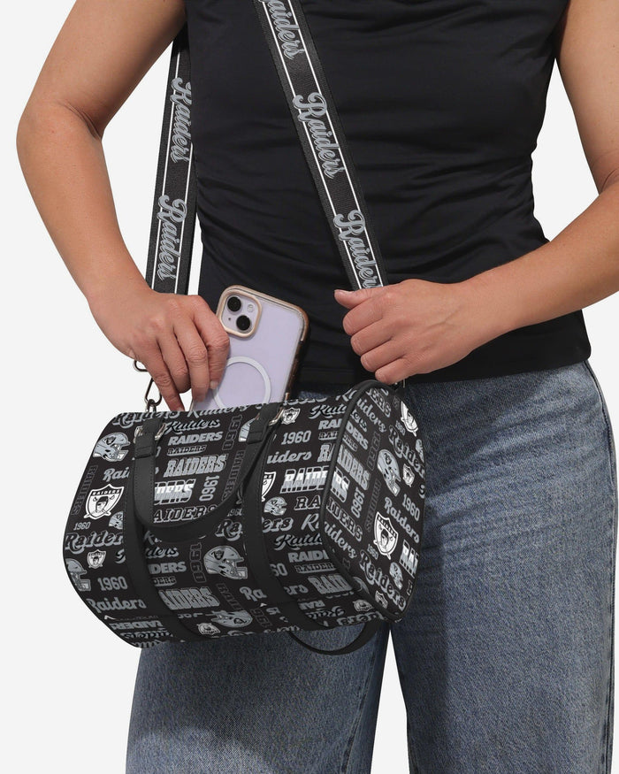 Las Vegas Raiders Repeat Retro Print Nylon Medium Barrel Bag FOCO - FOCO.com