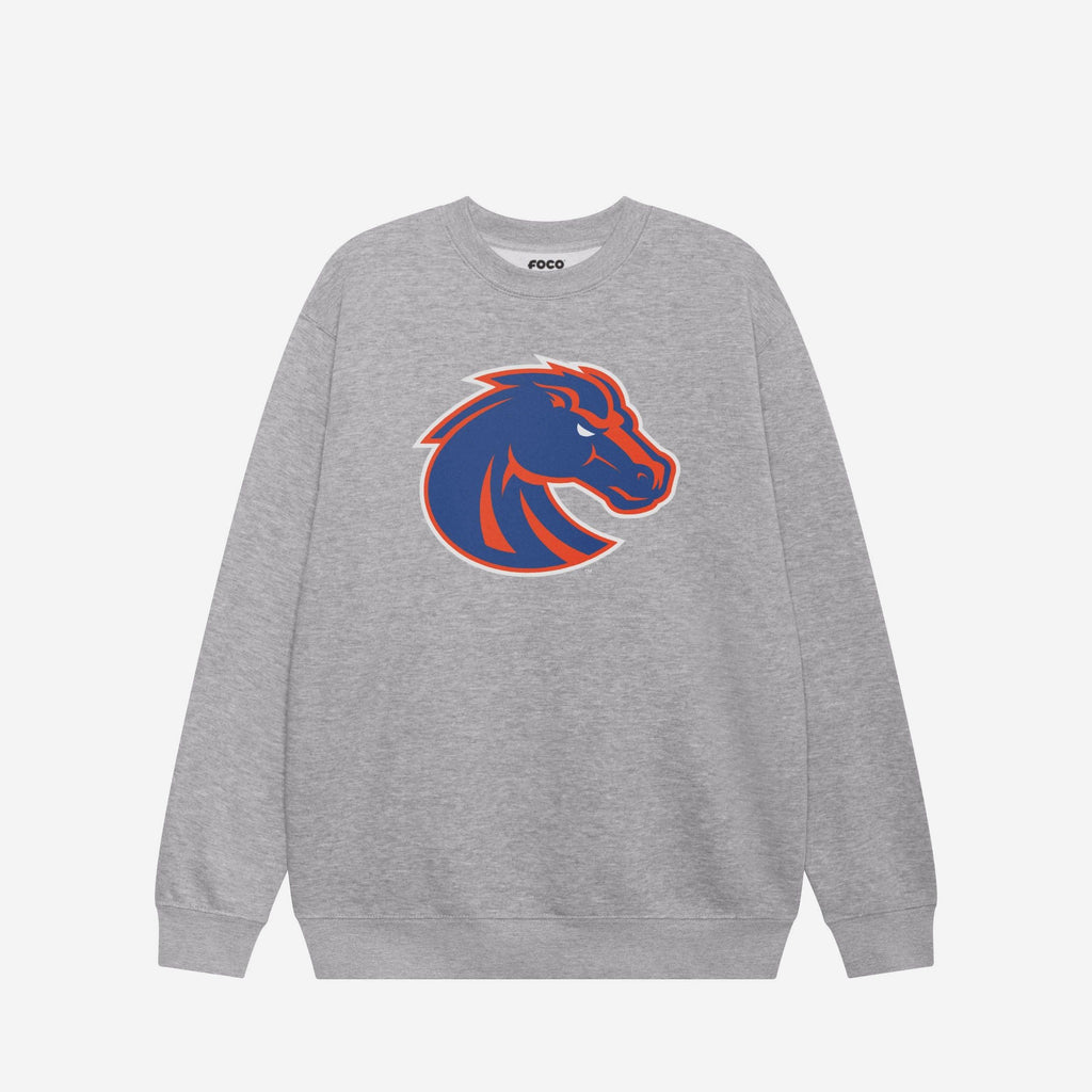 Boise State Broncos Primary Logo Crew Neck Sweatshirt FOCO Athletic Heather S - FOCO.com