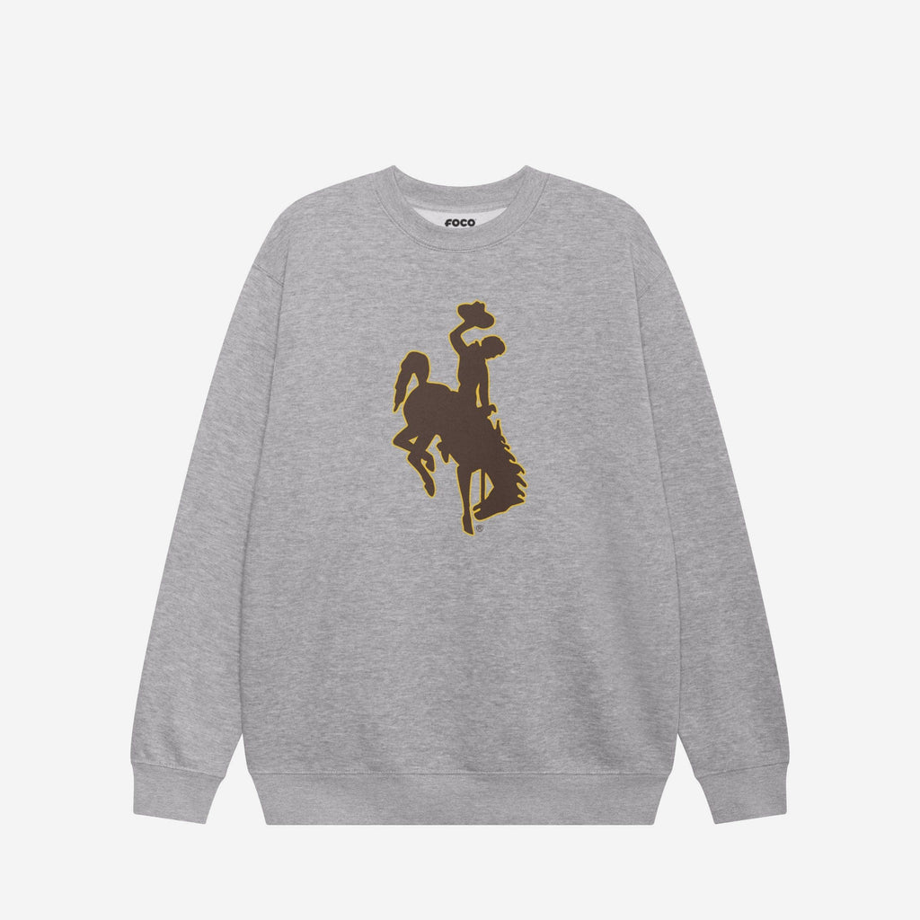 Wyoming Cowboys Primary Logo Crew Neck Sweatshirt FOCO Athletic Heather S - FOCO.com