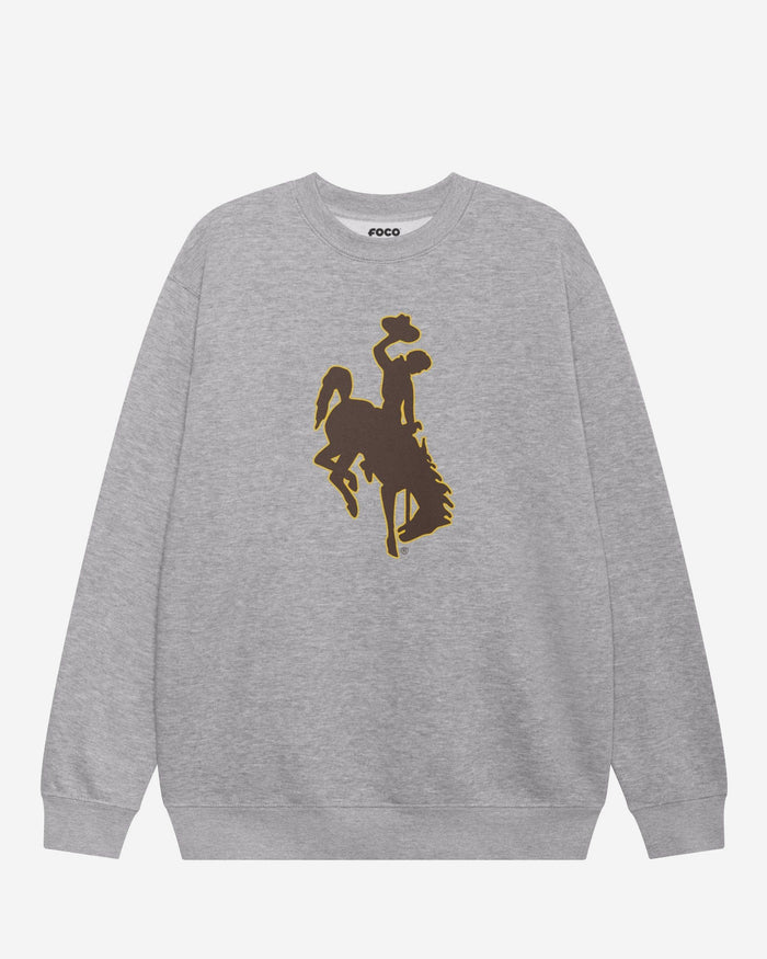Wyoming Cowboys Primary Logo Crew Neck Sweatshirt FOCO Athletic Heather S - FOCO.com