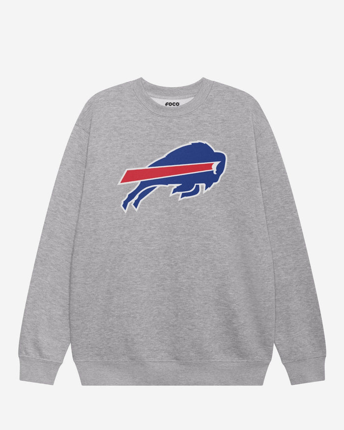 Buffalo Bills Primary Logo Crew Neck Sweatshirt FOCO Athletic Heather S - FOCO.com