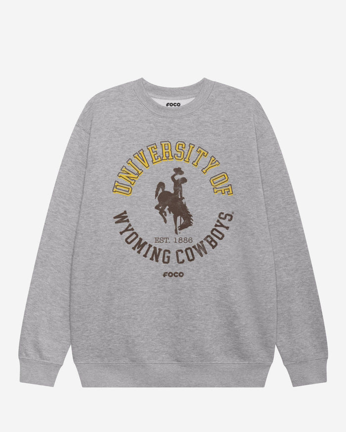 Wyoming Cowboys Circle Vintage Crew Neck Sweatshirt FOCO S - FOCO.com