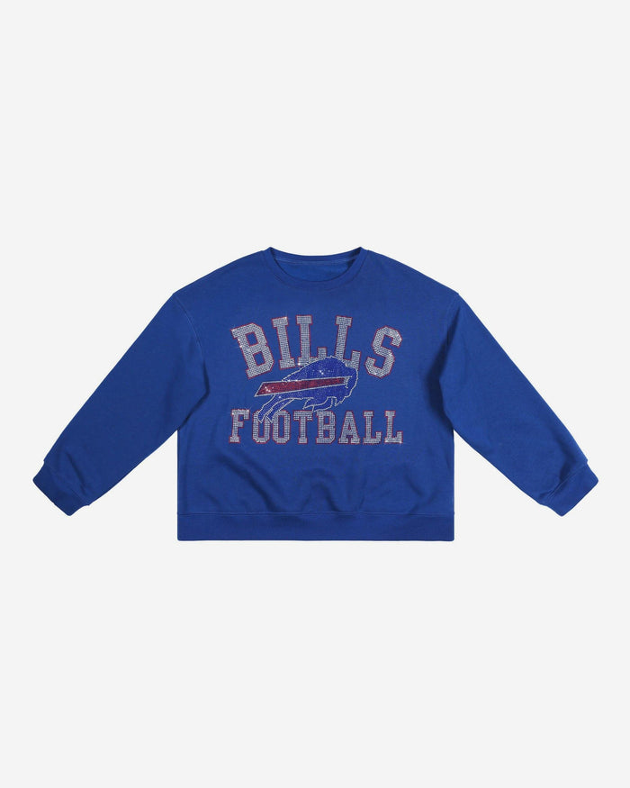 Buffalo Bills Womens Rhinestone Logo Oversized Crew Neck Sweatshirt FOCO S - FOCO.com