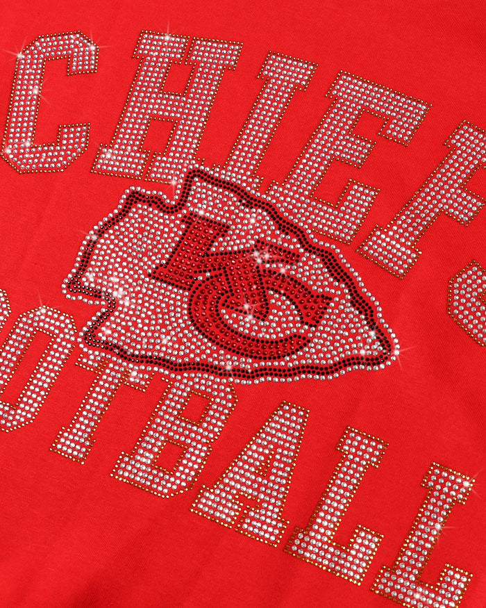 Kansas City Chiefs Womens Rhinestone Logo Oversized Crew Neck Sweatshirt FOCO S - FOCO.com