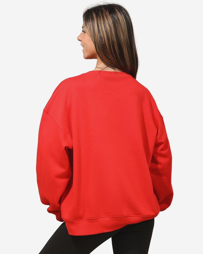 Kansas City Chiefs Womens Rhinestone Logo Oversized Crew Neck Sweatshirt FOCO S - FOCO.com
