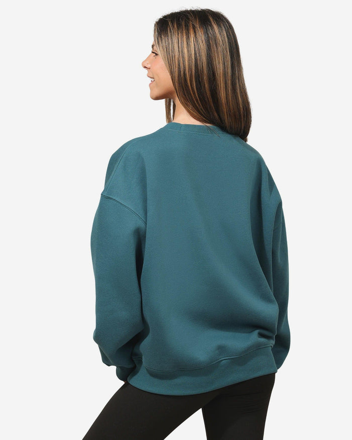 Philadelphia Eagles Womens Rhinestone Logo Oversized Crew Neck Sweatshirt FOCO S - FOCO.com