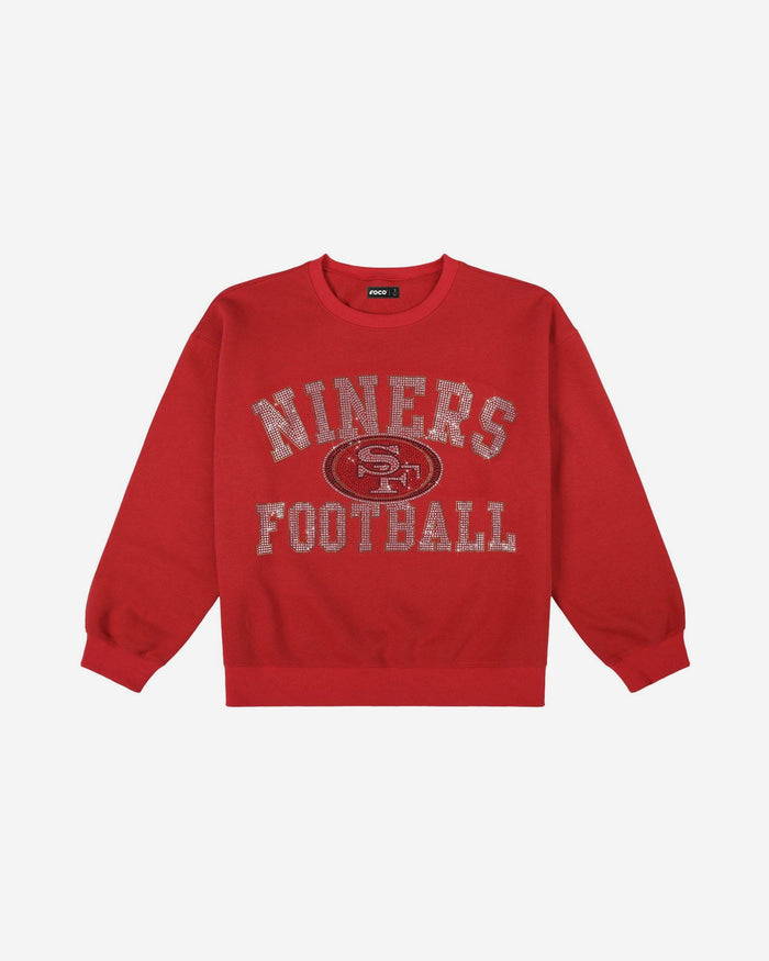 San Francisco 49ers Womens Rhinestone Logo Oversized Crew Neck Sweatshirt FOCO S - FOCO.com
