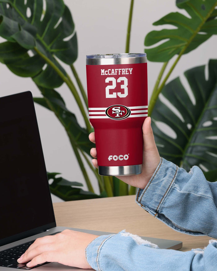 Christian McCaffrey San Francisco 49ers Team Logo 30 oz Player Tumbler FOCO - FOCO.com