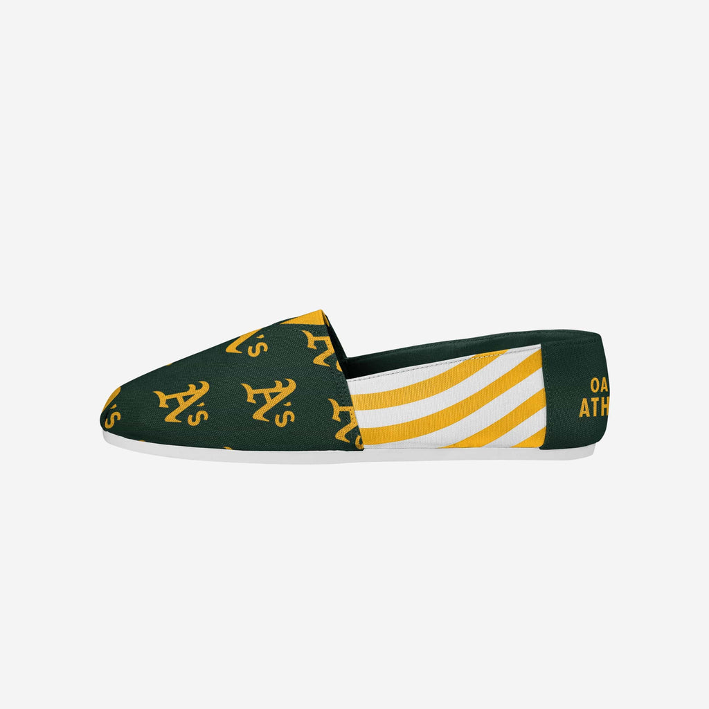 Oakland Athletics Womens Stripe Canvas Shoe FOCO 6 - FOCO.com