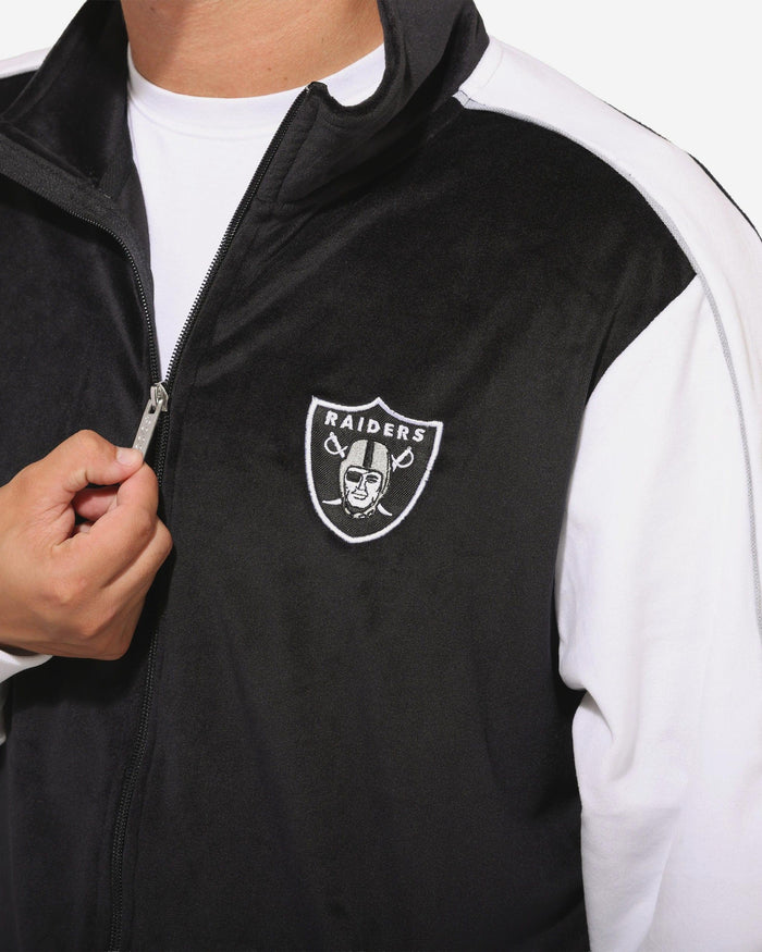 Las Vegas Raiders Two Tone Velour Zip Up Top FOCO S - FOCO.com