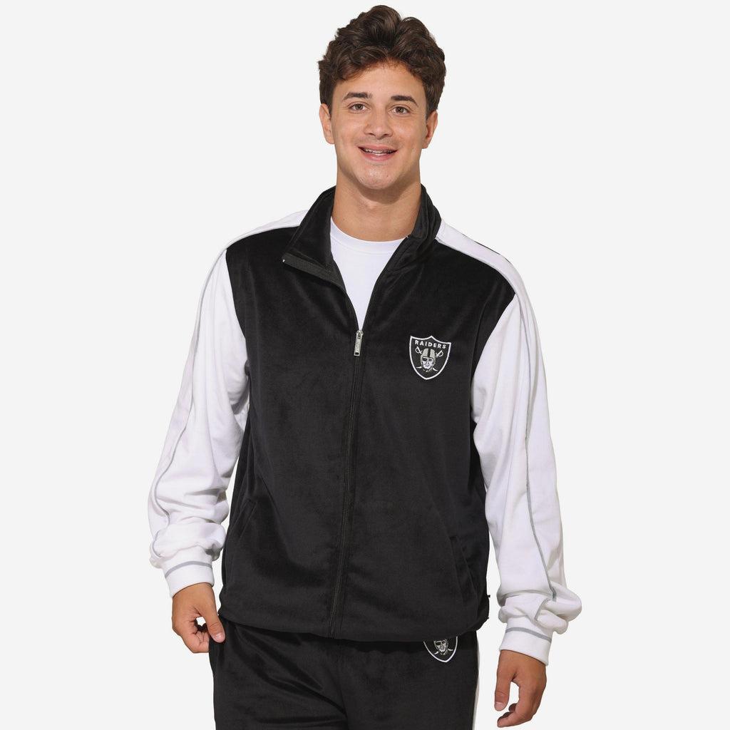 Las Vegas Raiders Two Tone Velour Zip Up Top FOCO S - FOCO.com