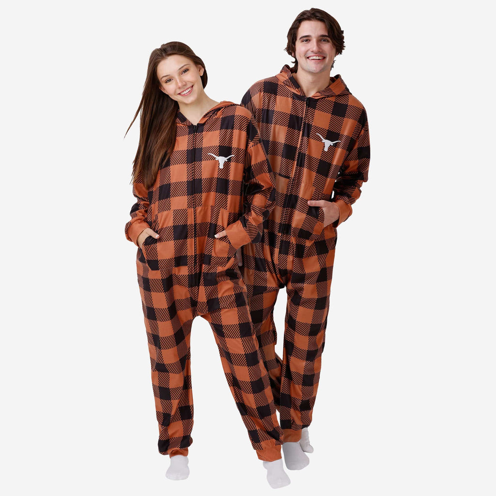 Texas Longhorns Plaid One Piece Pajamas FOCO S - FOCO.com