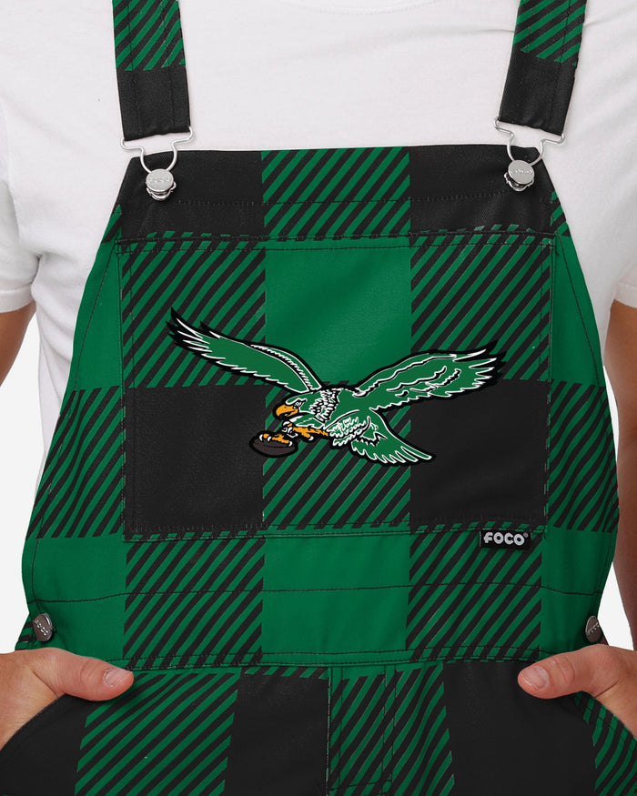 Philadelphia Eagles Kelly Green Mens Plaid Bib Overalls FOCO - FOCO.com