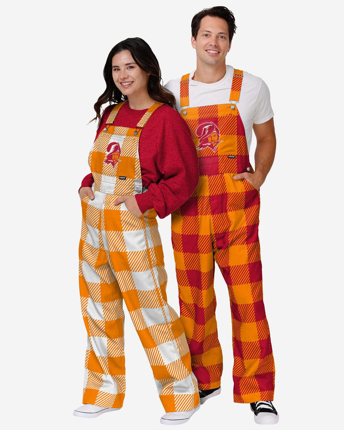 Tampa Bay Buccaneers Mens Creamsicle Plaid Thematic Bib Overalls FOCO - FOCO.com