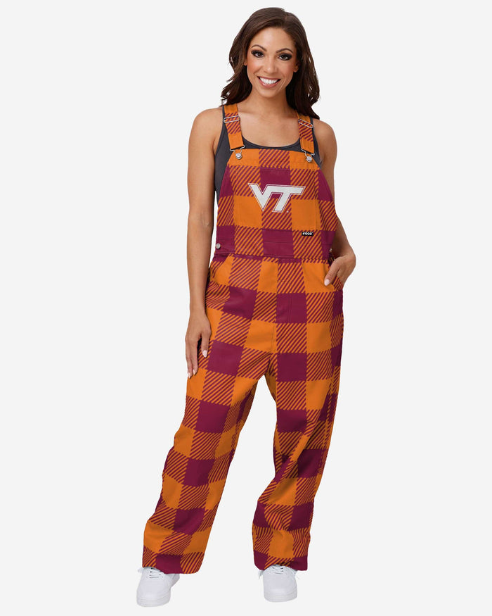 Virginia Tech Hokies Womens Plaid Bib Overalls FOCO XS - FOCO.com