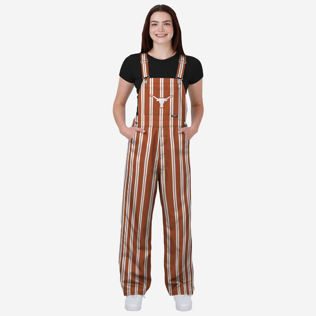 Texas Longhorns Womens Sideline Spirit Bib Overalls FOCO XS - FOCO.com