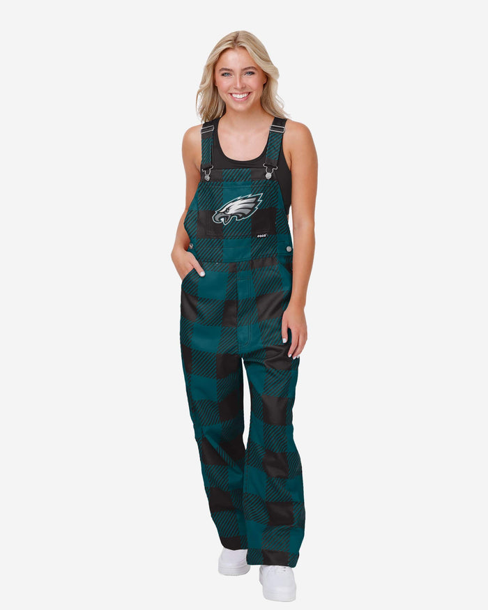 Philadelphia Eagles Womens Plaid Bib Overalls FOCO XS - FOCO.com