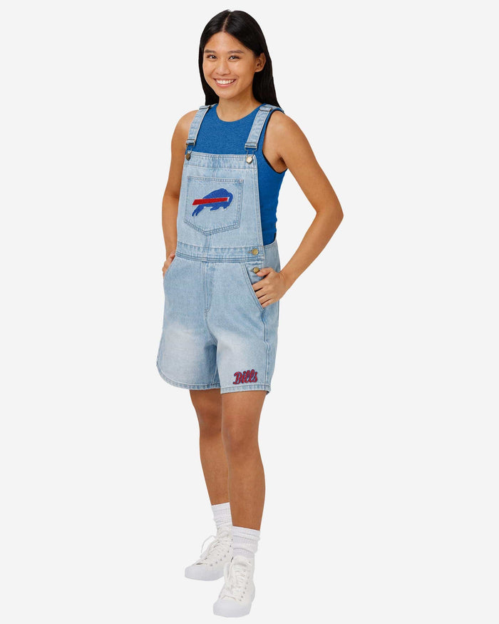 Buffalo Bills Womens Big Logo Denim Bib Shortalls FOCO XS - FOCO.com