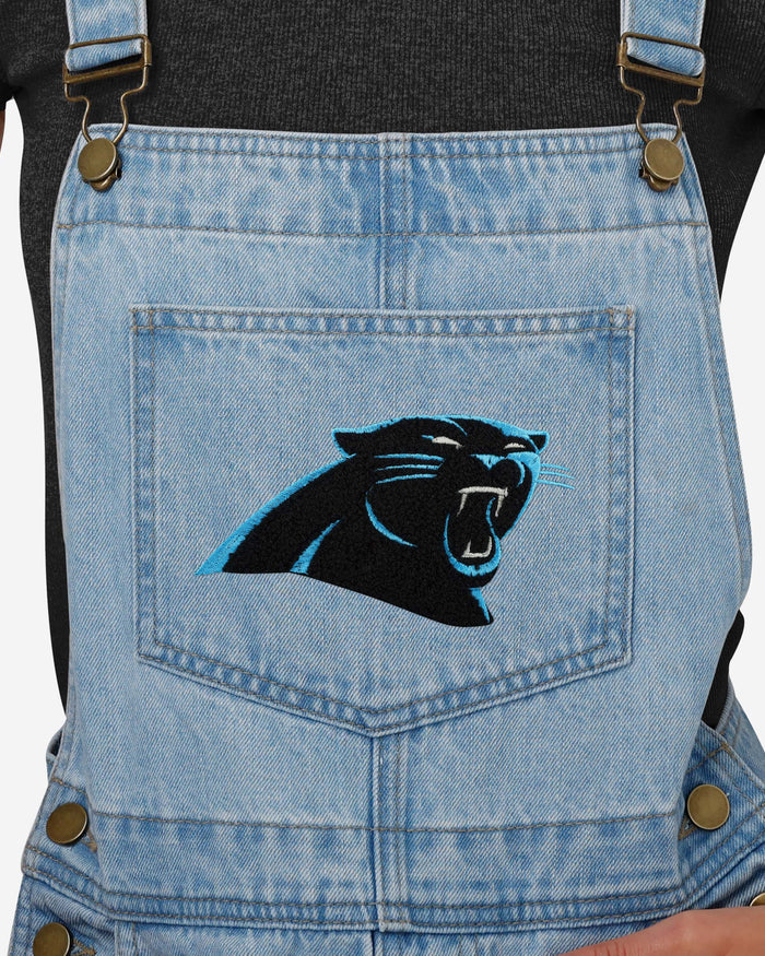 Carolina Panthers Womens Big Logo Denim Bib Shortalls FOCO - FOCO.com