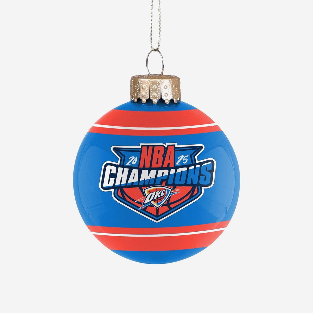 Oklahoma City Thunder 2025 NBA Champions Glass Ball Ornament FOCO - FOCO.com