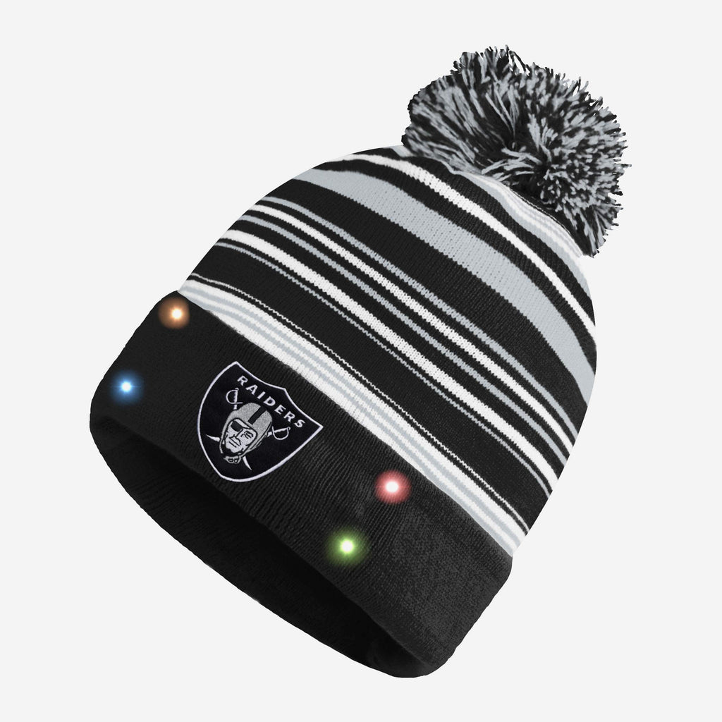 Las Vegas Raiders Horizontal Stripe Light Up Beanie FOCO - FOCO.com