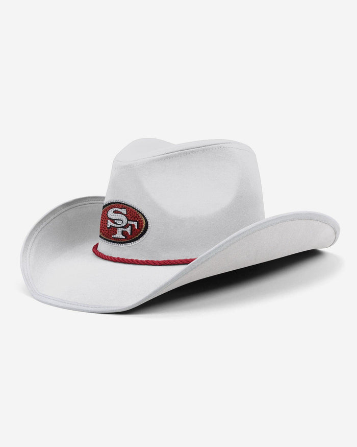 San Francisco 49ers White Rhinestone Logo Cowboy Hat FOCO - FOCO.com