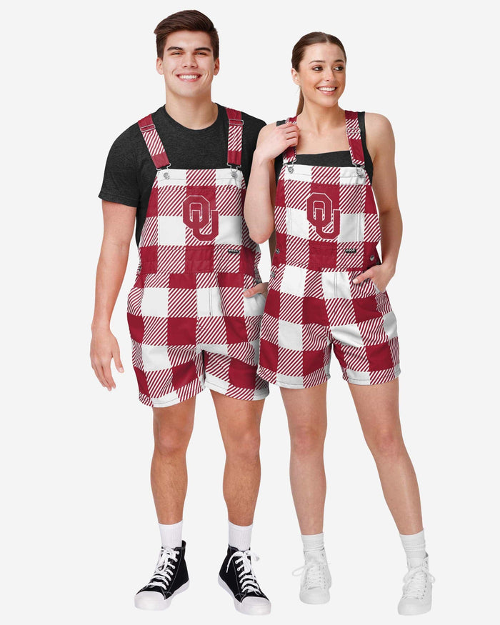 Oklahoma Sooners Mens Plaid Bib Shortalls FOCO - FOCO.com