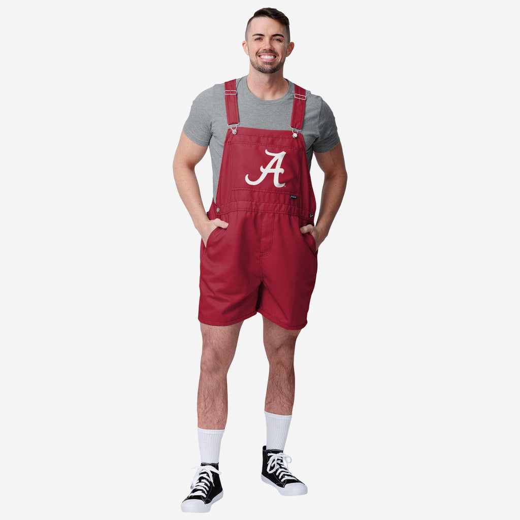 Alabama Crimson Tide Mens Solid Big Logo Bib Shortalls FOCO S - FOCO.com