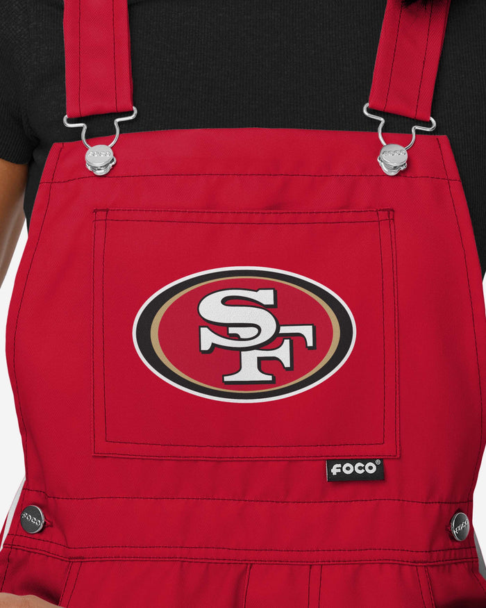 San Francisco 49ers Womens Team Stripe Bib Shortalls FOCO - FOCO.com