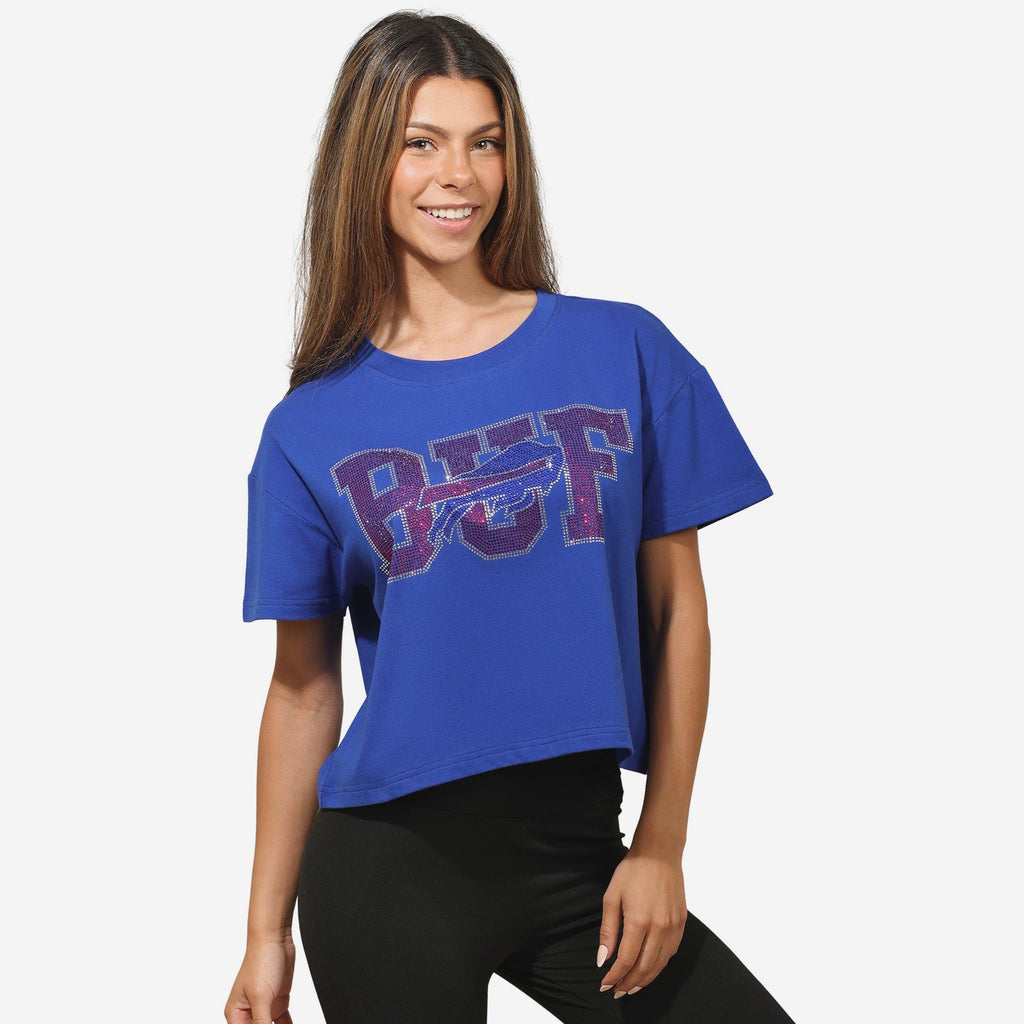 Buffalo Bills Womens Rhinestone Logo Crop Top FOCO S - FOCO.com