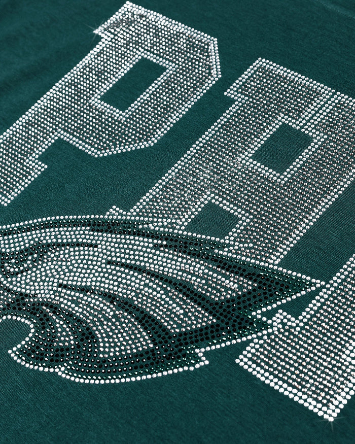 Philadelphia Eagles Womens Rhinestone Logo Crop Top FOCO S - FOCO.com