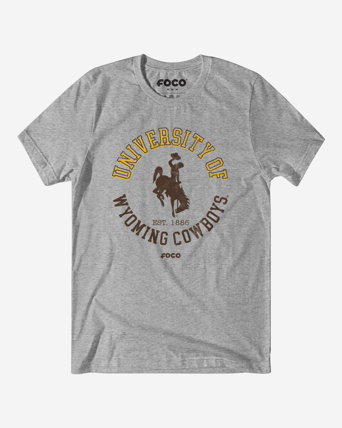 Wyoming Cowboys Circle Vintage T-Shirt FOCO S - FOCO.com