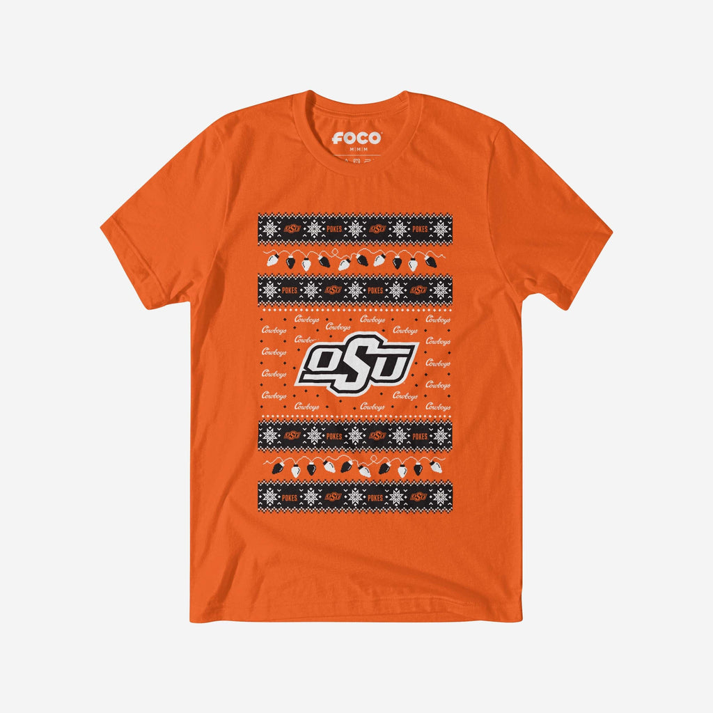 Oklahoma State Cowboys Holiday Lights Sweater T-Shirt FOCO S - FOCO.com