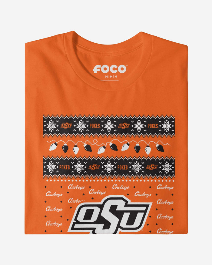 Oklahoma State Cowboys Holiday Lights Sweater Long Sleeve T-Shirt FOCO - FOCO.com