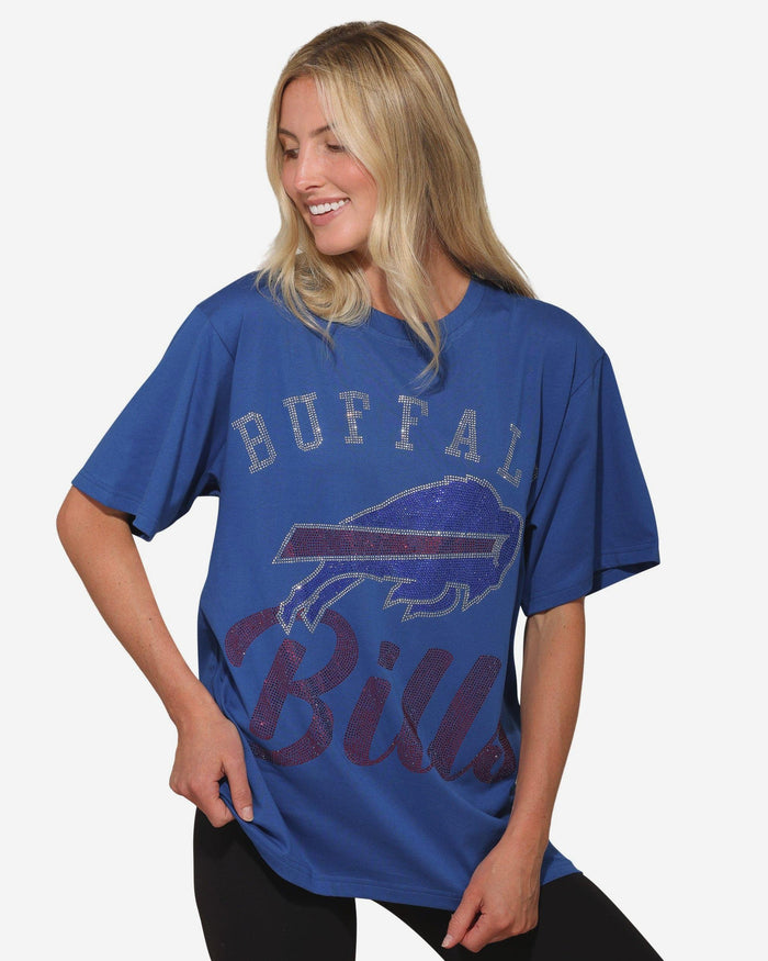 Buffalo Bills Womens Rhinestone Logo Oversized T-Shirt FOCO S - FOCO.com
