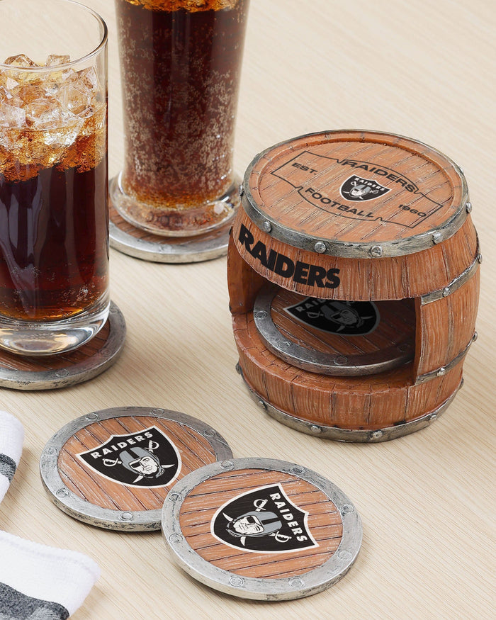 Las Vegas Raiders 5 Pack Barrel Coaster Set FOCO - FOCO.com