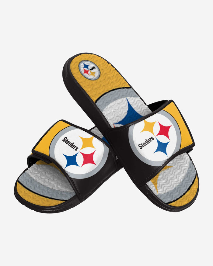 Pittsburgh Steelers Colorblock Big Logo Gel Slide FOCO - FOCO.com