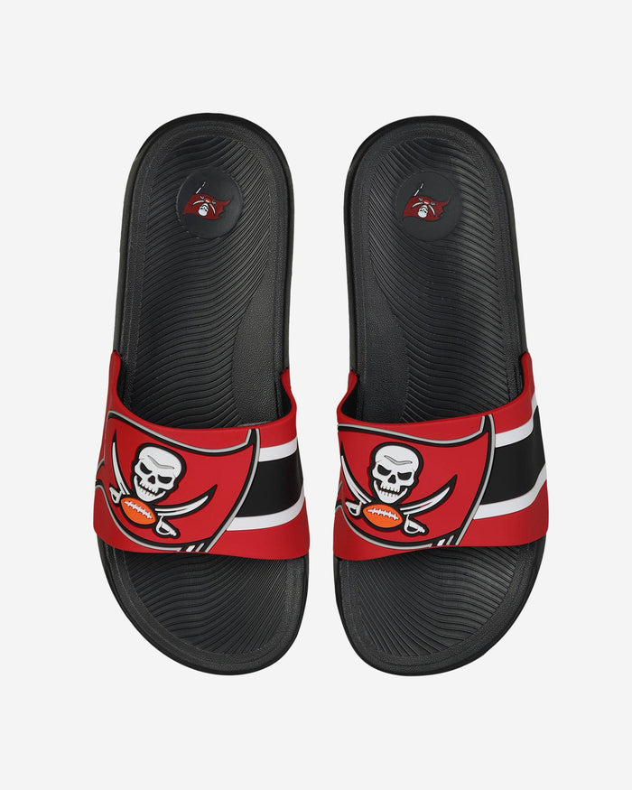 Tampa Bay Buccaneers Striped Big Logo Raised Slide FOCO S - FOCO.com