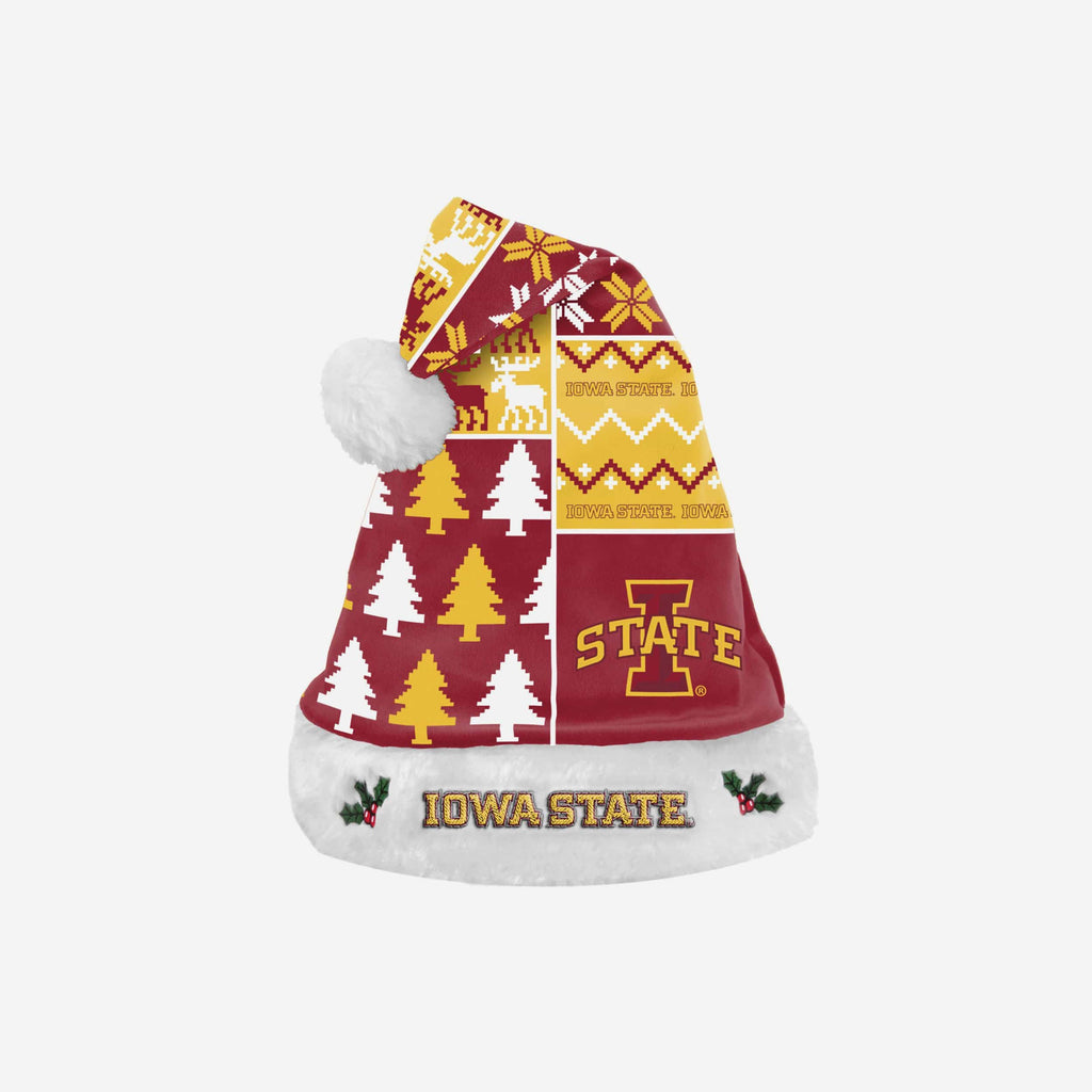 Iowa State Cyclones Busy Block Family Holiday Santa Hat FOCO - FOCO.com