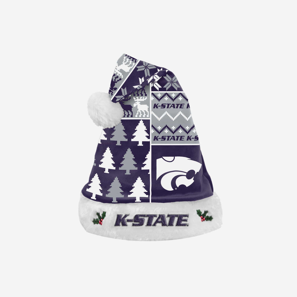 Kansas State Wildcats Busy Block Family Holiday Santa Hat FOCO - FOCO.com