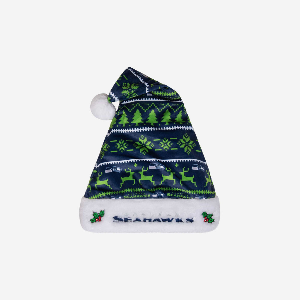 Seattle Seahawks Family Holiday Santa Hat FOCO - FOCO.com