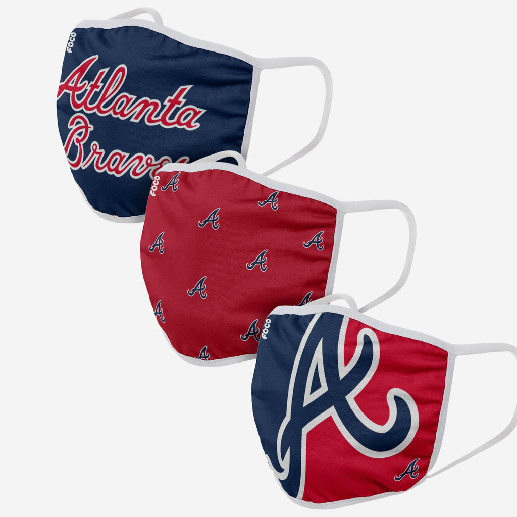 Atlanta Braves 3 Pack Face Cover FOCO Adult - FOCO.com