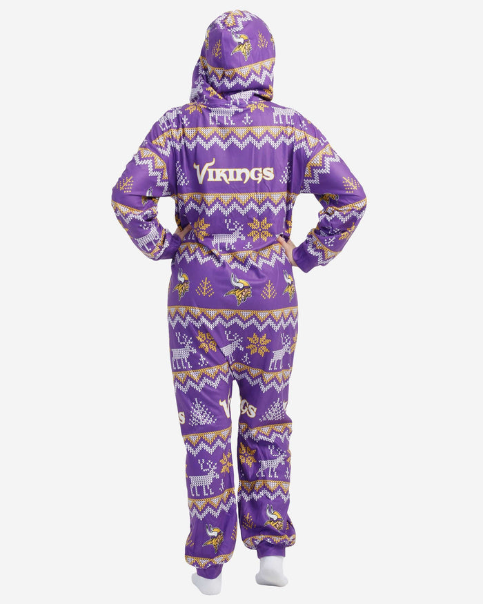 Minnesota Vikings Ugly Pattern One Piece Pajamas FOCO - FOCO.com