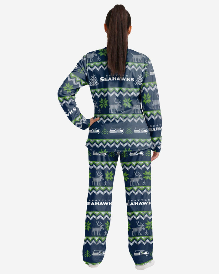 Seattle Seahawks Womens Ugly Pattern Family Holiday Pajamas FOCO - FOCO.com