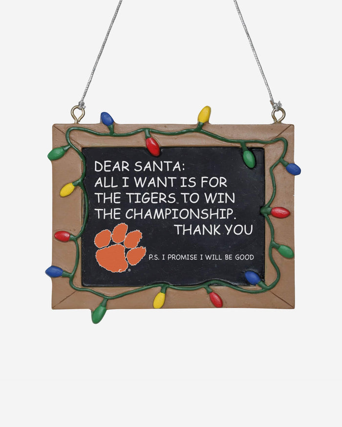 Clemson Tigers Resin Chalkboard Sign Ornament FOCO - FOCO.com