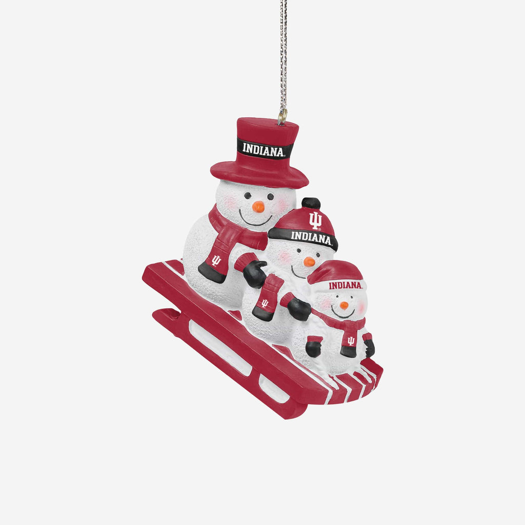 Indiana Hoosiers Sledding Snowmen Ornament FOCO - FOCO.com