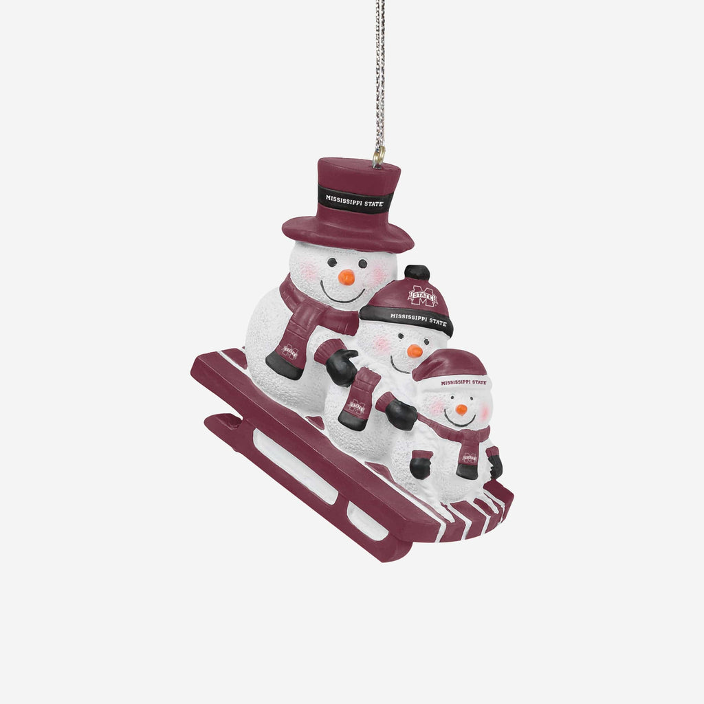 Mississippi State Bulldogs Sledding Snowmen Ornament FOCO - FOCO.com