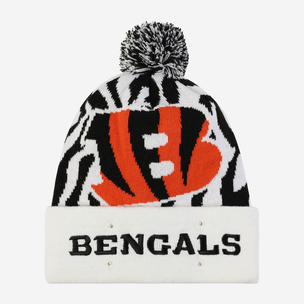 Cincinnati Bengals NFL White Stripe Big Logo Light Up Beanie