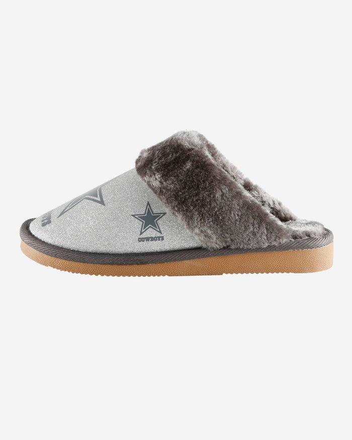 Dallas Cowboys Womens Glitter Open Back Fur Moccasin Slipper FOCO S - FOCO.com