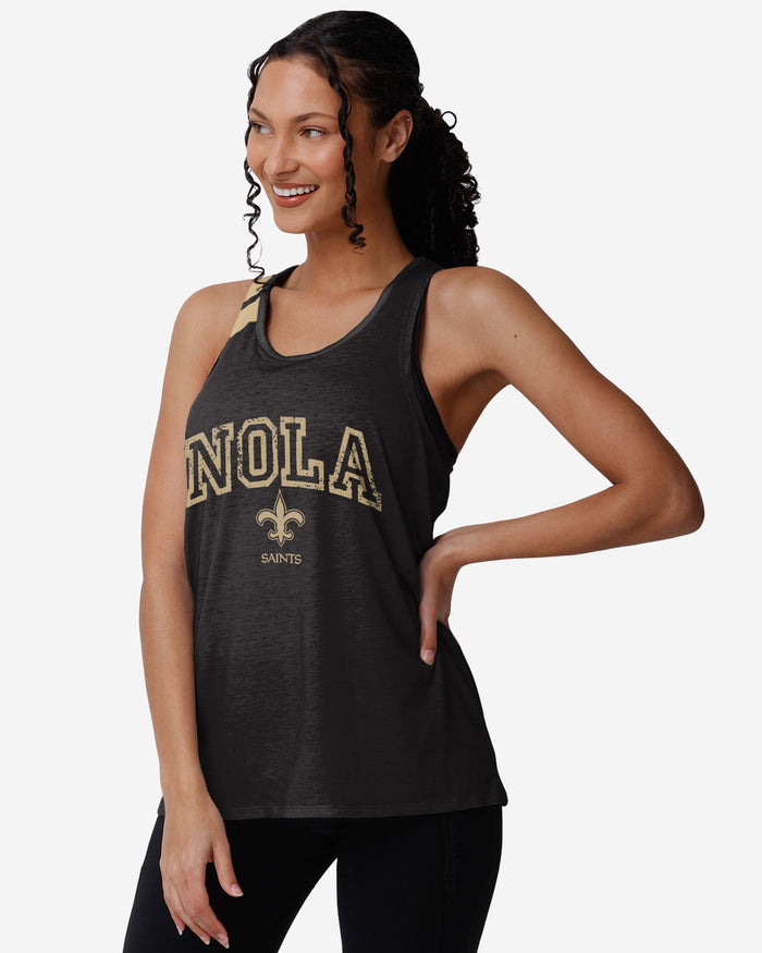 New Orleans Saints Womens Team Twist Sleeveless Top FOCO S - FOCO.com